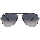 Ray-Ban Unisex RB3025 Classic Polarized Aviator Sunglasses, Gunmetal/Polarized Blue Gradient Grey, 58 mm