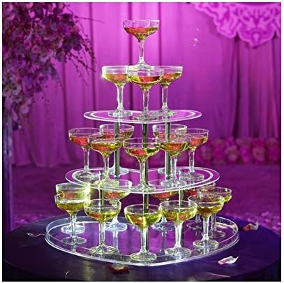 WLDD New Acrylic Three-layer Heart-shaped Champagne Tower Shelf Wedding Wine Table Cup Tower Wedding Props Champagne Tower (Color : Tower+cup 40)