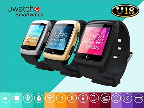 P PLATERÂ® U18 Uwatch Bluetooth Smartwatch Wristwatch Activity Tracker Wearable Device 1.6inch IPS Screen Dual-model Android 4.4 Support WIFI GPS Compass Audio Recorder Functions Waterproof Smart Watch White Color