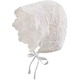 Baby Girl Bonnet Eyelet Lace Cotton Christening Bonnet Toddler Handmade Beanie Sun Protection Hat
