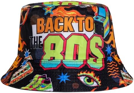 Fashion Retro 80s 90s Hats Men Women Bucket Hat Sun Cap Packable