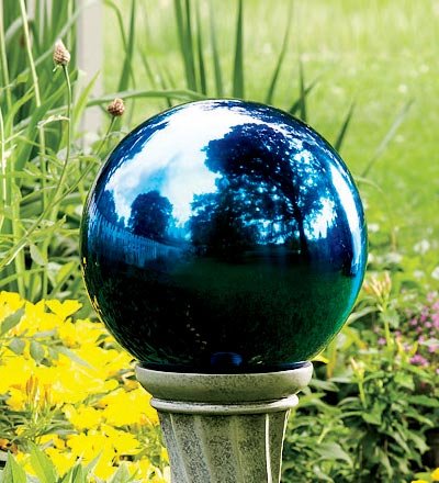 Plow & Hearth Unbreakable Reflective Garden Gazing Ball - Colored Stainless Steel - 10