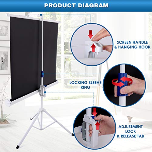 Pyle Portable Projector Screen Tripod Stand Mobile Projection Screen