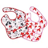 Bumkins Disney Minnie Mouse SuperBib, Baby Bib, Waterproof, Washable, Stain and Odor Resistant, 6-24 Months (Pack of 2) - Classic/Icon