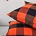 4TH Emotion Set of 2 Farmhouse Buffalo Check Plaid Throw Pillow Covers Cushion Case Polyester Linen for Fall Halloween Home Decor Orange and Black, 18 x 18 Inches