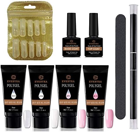 E EVEBYRA Poly Nail Gel Kit Nail Enhancement Extension Builder Gel 30ml4 Professional All-in-one Nail Set for Starter