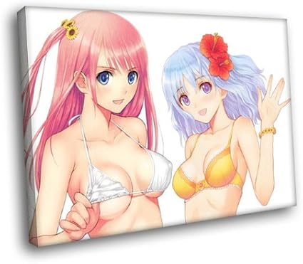 H5v1436 Hot Anime Girls Big Boobs Sexy Tits Bikini Bra Art 20x16 Framed Canvas Print Amazon Co Uk Welcome
