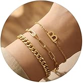 iBestgol 14K Gold Plated Bracelets for Women, A–Z Initial Charm Bangles Jewelry Set, Elegant Gold Accessories, Friendship Bracelet Gifts for Mom