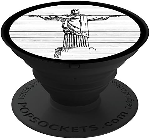 Inspired to Grace Unique Jesus Statue Christian Lover Sketch Art on Black for Wireless Phone PS01897 PopSockets Stand for Smartphones and Tablets
