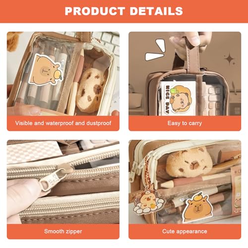 Dcceeo Capybara Pencil Case, Capybara Stationery Set with Pen, Stickers, Pins, Keyrings and Notepads Capybara Pencil Case Cute Large Capacity Office School Gift Girl Boy