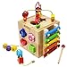 Toyzoo Learning Bead Maze Wooden Educational Toy Activity Center with 10 Shapes Blocks for Toddlers