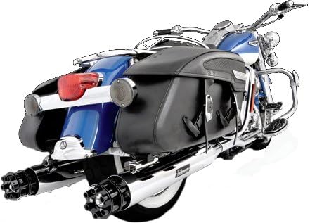 FLGS-201SB Tailgunner Gunships Chrome Slip On Mufflers with Black Barrels for 1995-Newer Harley FLH/FLT Touring Models