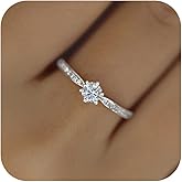 LOVPEPY Round Cut Moissanite Ring for Women 925 Sterling Silver Cubic Zirconia Engagement Rings Solitaire Halo Promise Ring for Wife 14K Gold Plated Eternity Diamond Band Valentines Day Jewelry Gifts