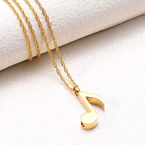 Cremation Jewlery Music Note Urn Pendants Keepsake Memorial Necklace for Human Pet Ashes Treble Clef Locket Ash Holder for Women Men,Gold