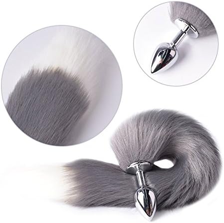 ZIYCH Fox Tail Stainless Steel A nal B UTT P Lug-Grey&amp;White(Small)