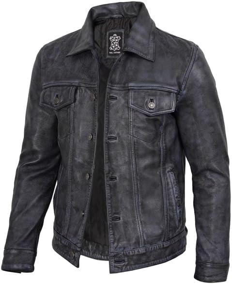 The Leather Factory Men's SWORD Genuine Lambskin Leather Biker