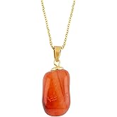NJCRAFT Gemstone Handmade Tumble Pendant Necklace for Women |Natural Healing Crystal Jewellery| Chain 16+2 Inch Adjustable | Gift Jewelry