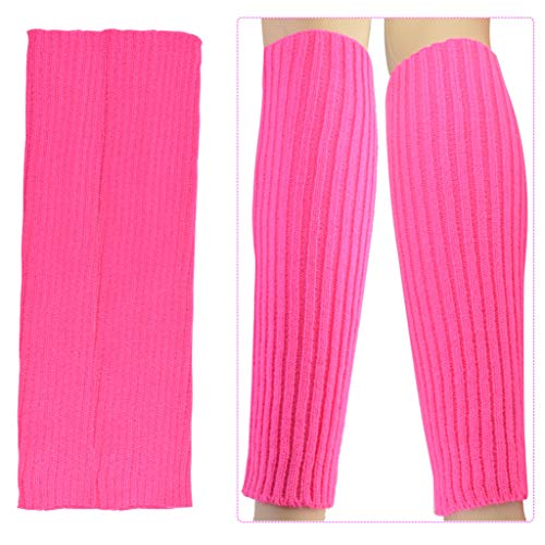 Yolyoo 80s Women's Costume Accessories Set Headband Earrings Fishnet Gloves Leg Warmers Necklace Bracelet for Women 80s Party Rose Red - Thumbnail 6