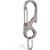 ElevateTech Titanium Carabiner Keychain Clip Multi Functional Titanium Key Holder Anti-Lost Key Ring Holder Outdoor Keychain Self-Locking Metal Gate Clip Bottle Opener for Men Women