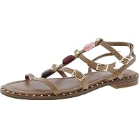 Badgley Mischka Women's Cami Flat Sandal - Pearl Ornament Gladiator Sandal With Leather Lining