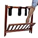 WELLAND Wood Folding Luggage Rack Suitcase Organization with Shelf, Light Cherry