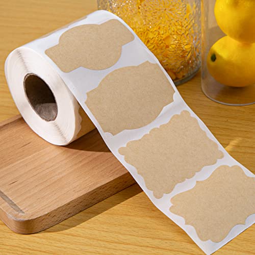 Koogel 510PCS Rustic Label Stickers, Natural Kraft Stickers 2x3 Inch Self Adhesive Blank Tags for Food Jars Gift Essential Oil Bottles Storage Bins