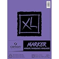 Canson XL Series Marker Paper Pad, Semi Translucent for Pen, Pencil or Marker, Fold Over, 18 Pound, 9 x 12 Inch, White, 100 Sheets (400023336)