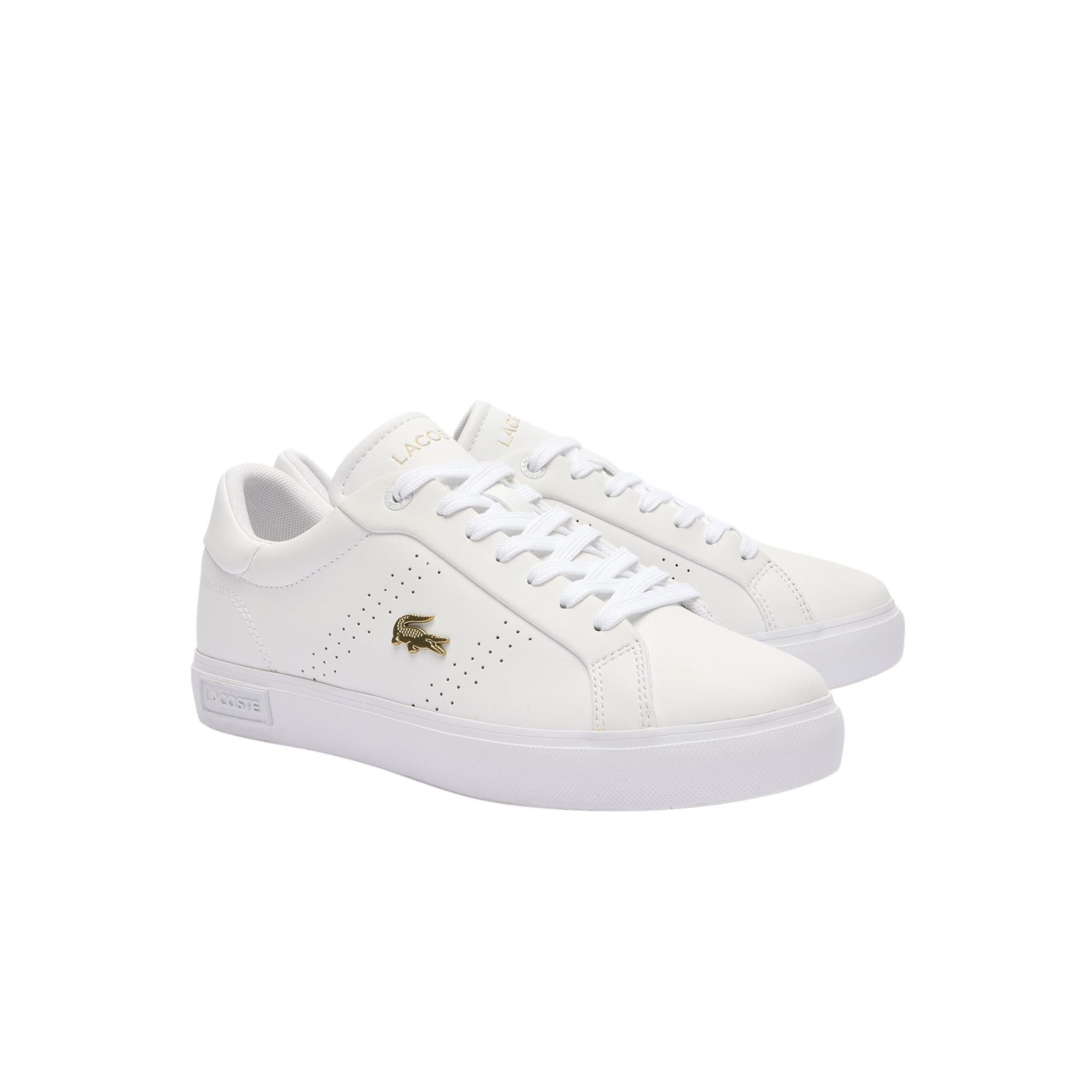 Lacoste Women’s Powercourt Sneaker, White/Gold, 10