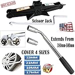 Scissor Jack Wind Up Lifter 2 Tonne with Speed Handle and 17/19/21/23mm 4 Ways Extendable Wheel Wrench Tire Nut Wrench Telescopic for Car Van