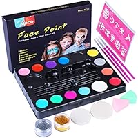 Face Paint Kit for Kids, Semai 14 Colors Professional Face Painting Kits Washable Non-Toxic Face & Body Paint with Stencils, Great for Theme Birthday Party, Family Gathering, Halloween Makeup, Face P