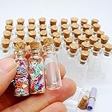 Perfect shopping 50pcs 1ml Vials Clear Glass Bottles with Corks Miniature Glass Bottle with Cork Empty Sample Jars / Message Weddings Wish Jewelry Party Favors