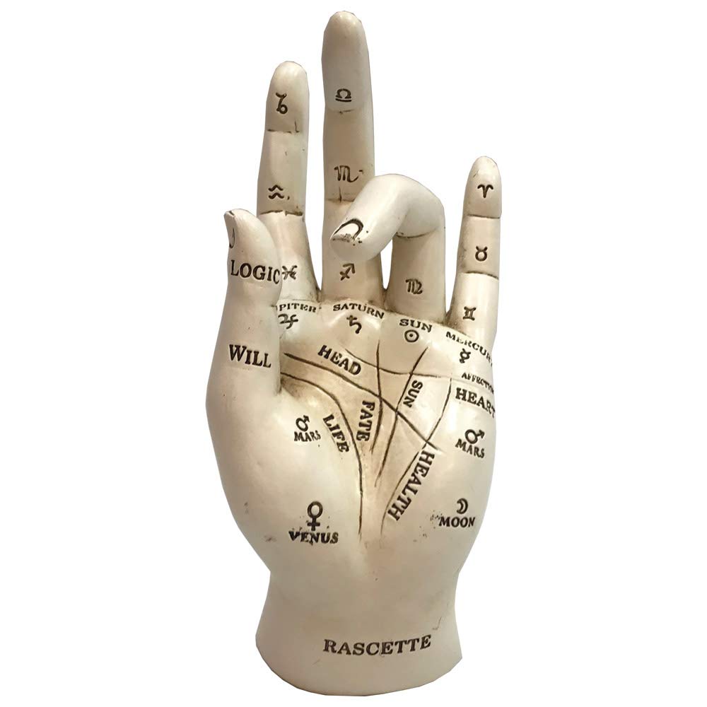 Nemesis Now Palmistry Chriomancy Fortune Telling Hand Figurine, Polyresin, White,17.7cm