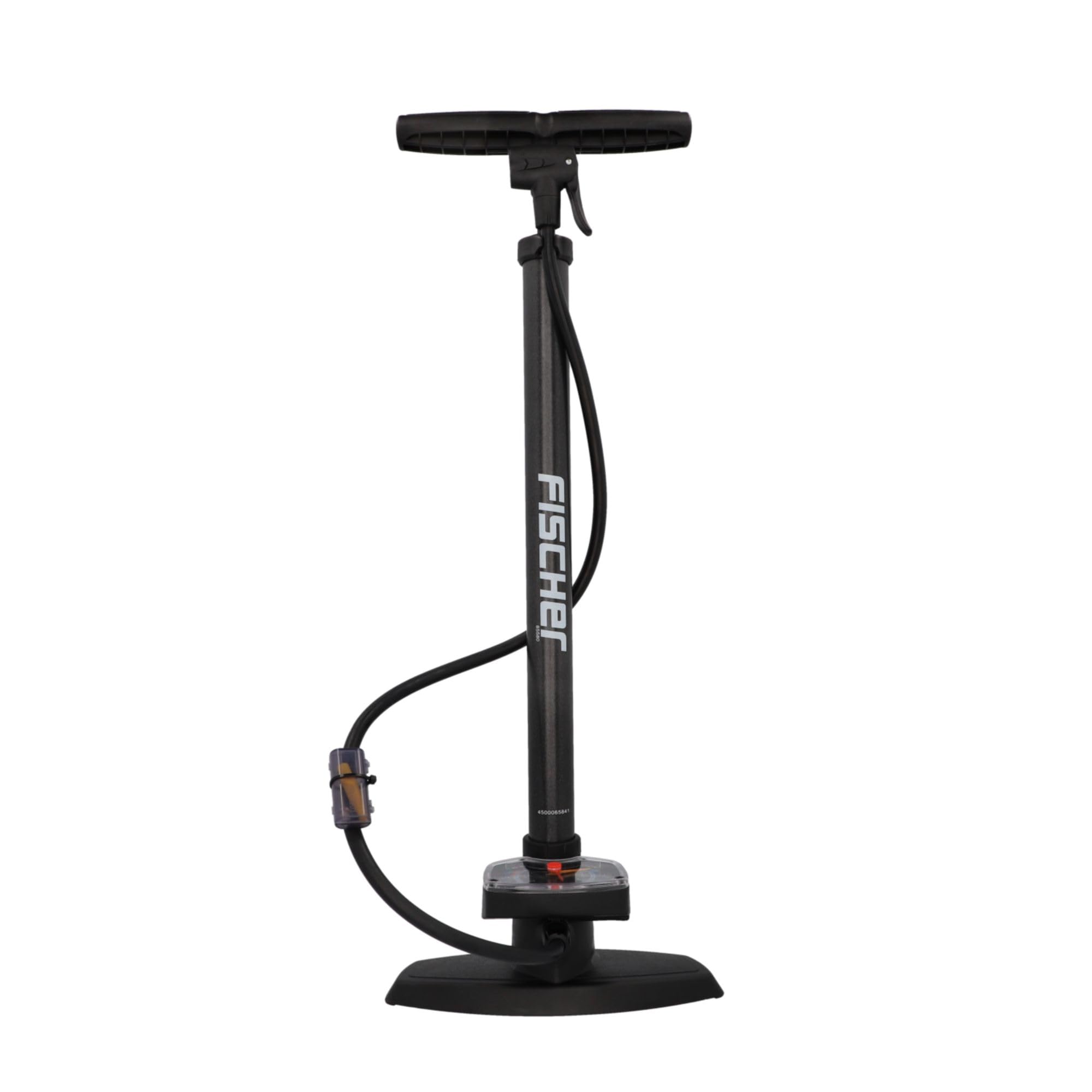 fischer 85580 Professional Floor Pump - Dual Head Mini Pump, black/charcoal, up to 11 bar