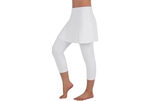 ANIVIVO Women Tennis Skirted Leggings with Pockets, Capris Yoga Leggings with Skirts&Tennis Pickleball Clothing