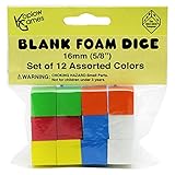 Koplow Games Assorted Foam Blank Dice, 16mm