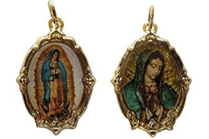 Virgen De Guadalupe Medal Bundle (Gold-tone) and Virgin Mary Catholic Handmade Medal with Virgen De Guadalupe Medal (Golden a