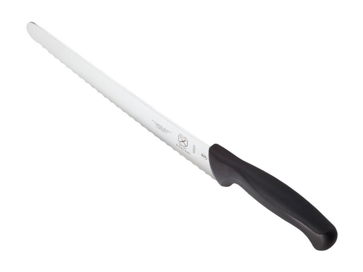 Mercer Culinary Millennia Chef Knife, 12-Inch, 10-Inch, Wide Wavy Edge Bread Knife, Black M23210