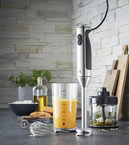 WMF Lineo Stabmixer Set 5-teilig, Pürierstab, Schneebesen, Milchaufschäumer, Zerkleinerer, 700 Watt, Zauberstab inkl. 1l-Mixbehälter, edelstahl matt – Bild 3