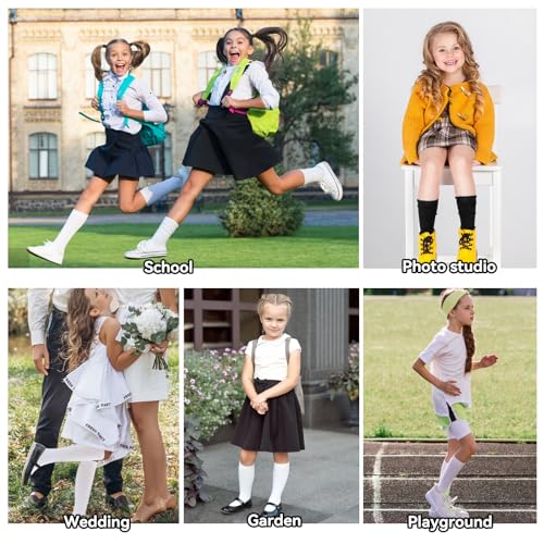 WiseJoy 4 Pieces Knee High Socks, School School High Stockings Cotton for Uniform and Sport, High Socks Children, Cotton Socks for Women Unisex