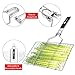 BearMoo Portable Stainless Steel BBQ Barbecue Grilling Basket with Removeable Handle for Fish, Vegetables, Steak, Shrimp, Meat, Food. Useful BBQ Tool