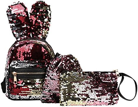 Rawdah 6Pcs Fashion Student Children Sequins Backpacks+Drawstring Bag+Messenger Bag Notebook Laptop Daily Rucksack Student Unisex Bookbag for Teens Girls Boys