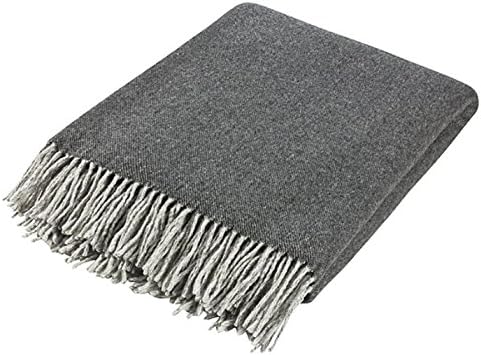 100% Pure Merino Wool Luxurious Throw Rug / Blanket - 130 x 200cm - Dark Grey