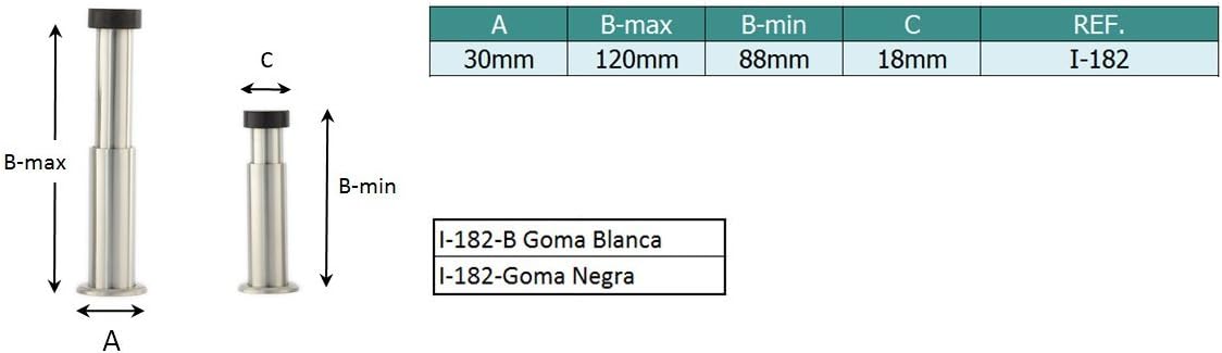 EVI Herrajes, Stainless Steel-black Silicone, Adjustable 88 - 120mm - Image 3