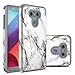 Rosebono for LG G6 Case, Hybrid Dual Layer Shockproof Hard Cover Graphic Fashion Cute Colorful Silicone Skin Case for LG G6 - White Marble