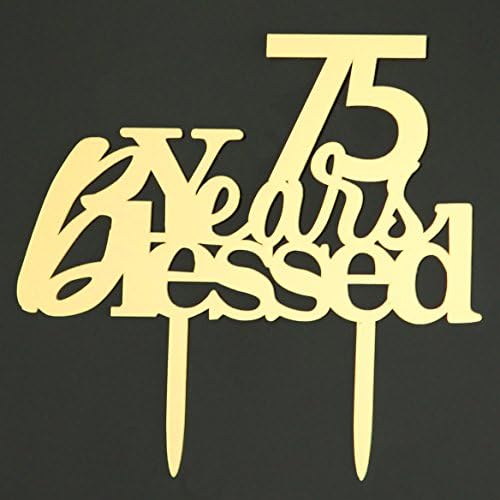 LOVELY BITON Mirrored Gold 75 Years Blessd Cake Topper Shining Number for Wedding, Birthday, Anniversary, Party Decoration.