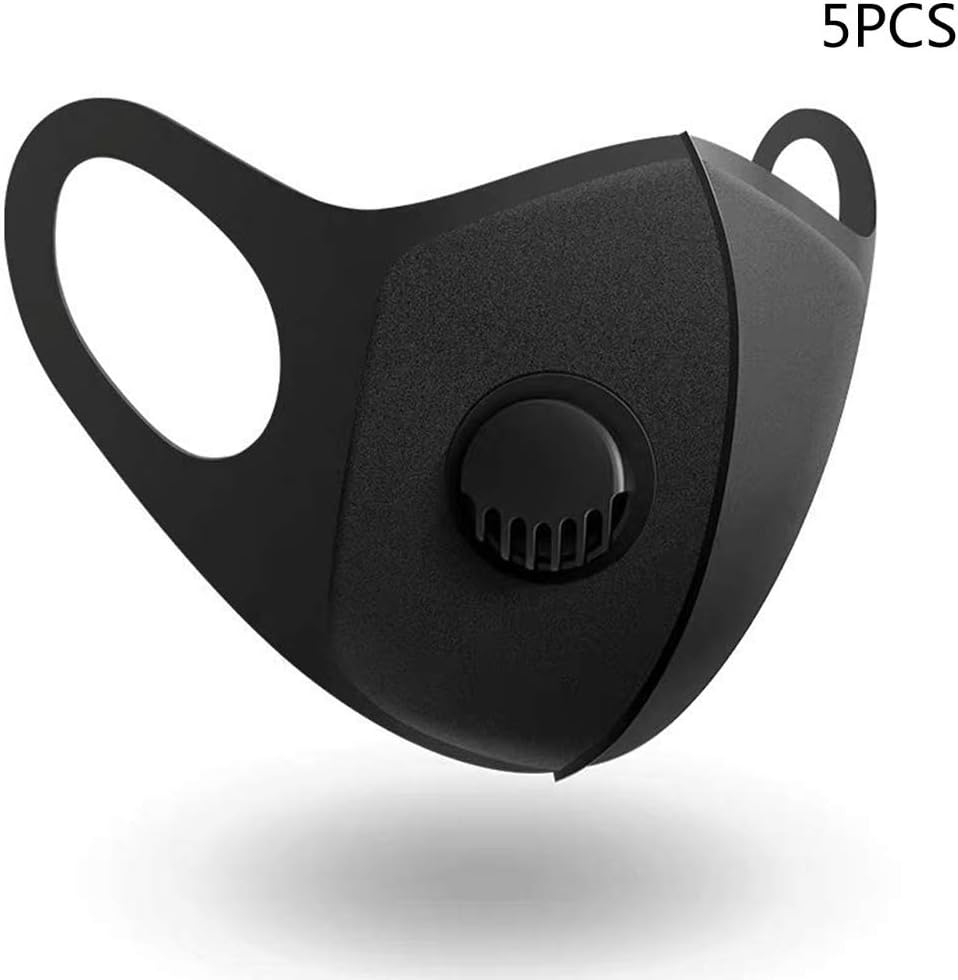 Sqiuxia Fashion Black Mouth-muffle with Valve, Reusable Washable for Outdoor Protection