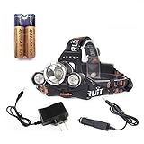 ETpower® 5000Lumen CREE XM-L XML 3 x T6 LED Headlight Light Headlamp Head Lamp Flashlight+ 2 x 18650 Battery + 1 x Charger For Outdoor Sports Like Cmaping Hiking Fishing