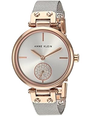 Women's Quartz Metal and Stainless Steel Dress Watch, Color:Silver-Toned (Model: AK/3001SVRT)