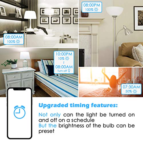 Melpo Smart Light Bulb 90W Equivalent, WiFi Dimmable LED Light Bulbs, A19 Daylight Led Lights for Room,5700K, E26 Base, Compatible with Alexa, Google Home Assistant, No Hub Required (4 Pack) - Thumbnail 4