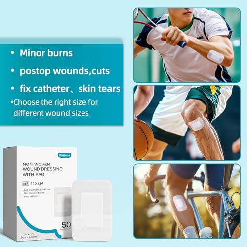 Dimora Non-Woven Adhesive Wound Dressings 5cm x 7.5cm | Sterile Hypoallergenic Fabric Bandages | Flexible & Breathable Wound Pad for Cuts, Scrapes & Post-Op | Gentle Secure Fixation